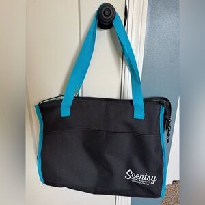 Scentsy Independent Consultant Insulated Tote Bag Zippered Black Aqua